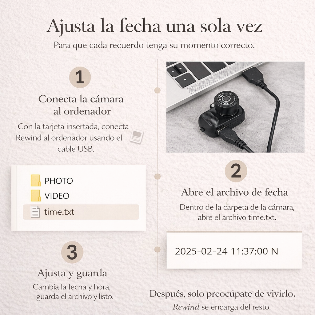 Cámara llavero Rewind